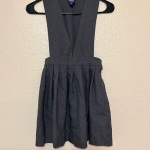 French Toast Big Girls' Plus "Stacy" V-Neck Wide Strap Jumper Heather Gray Sz 7